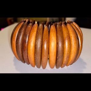 3/$25 Natural Wood Stretchy Cuff Bracelet